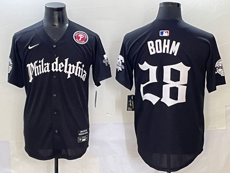 Men 2025 Philadelphia Phillies #28 Bohm Black Five generations Joint Name Nike MLB Jersey style 5->philadelphia phillies->MLB Jersey